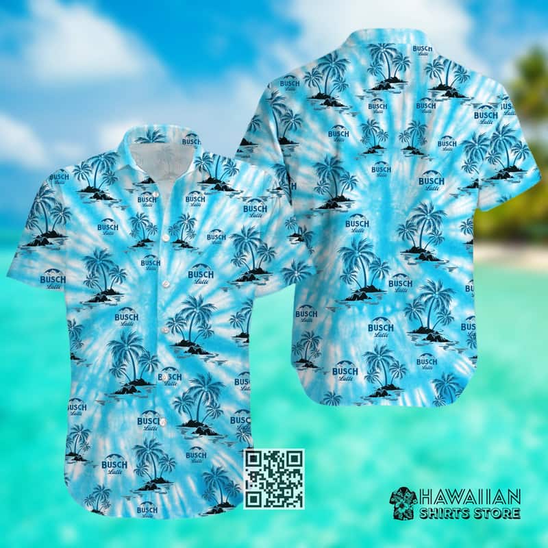 Busch Latte Beer Hawaiian Shirt Coconut Trees Beach Pattern Busch Latte Beer Hawaiian Shirt Coconut Trees Beach Pattern