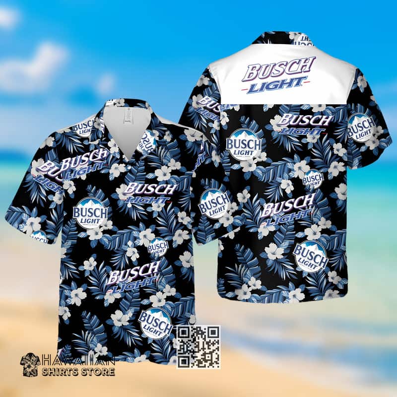 Black Aloha Busch Light Hawaiian Shirt Blue Flora Gift For Beer Lovers Black Aloha Busch Light Hawaiian Shirt Blue Flora Gift For Beer Lovers