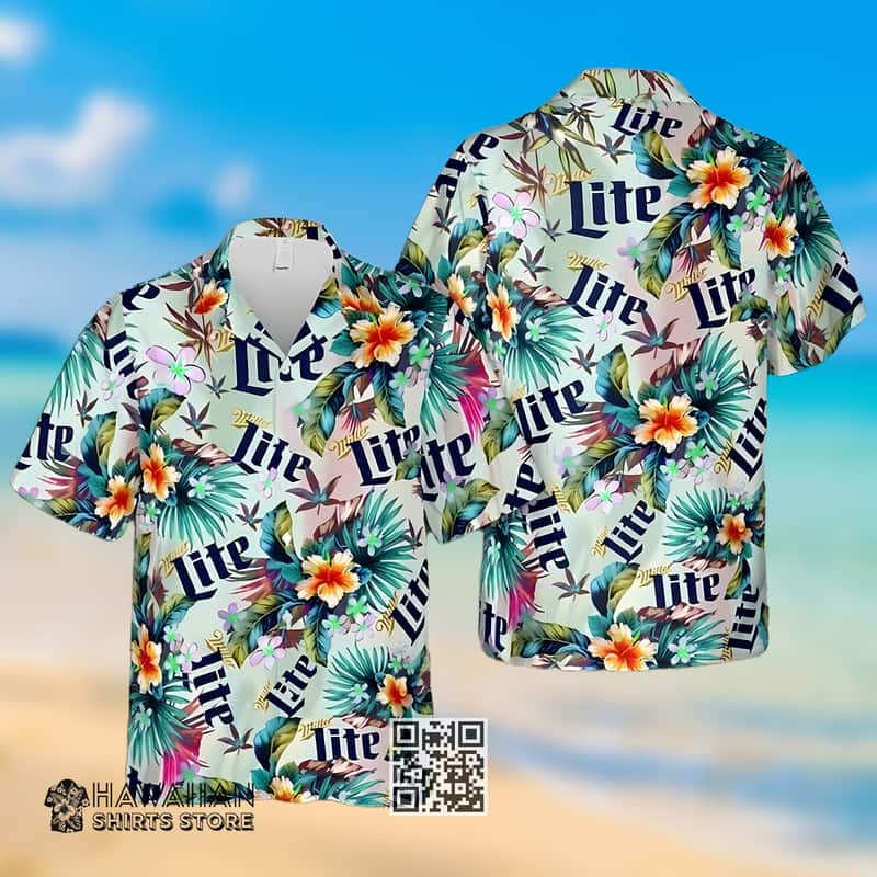 Miller Lite Hawaiian Shirt Colorful Tropical Flora Gift For Hawaii Lovers