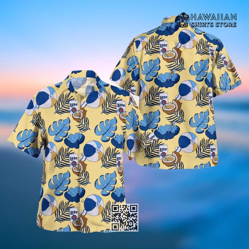 Miller Lite Beer Hawaiian Shirt Tropical Summer For Beach Lovers