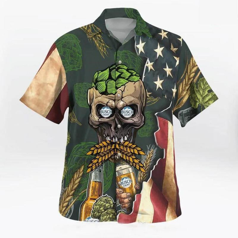Artichoke Skull With Busch Light Beer Hawaiian Shirt