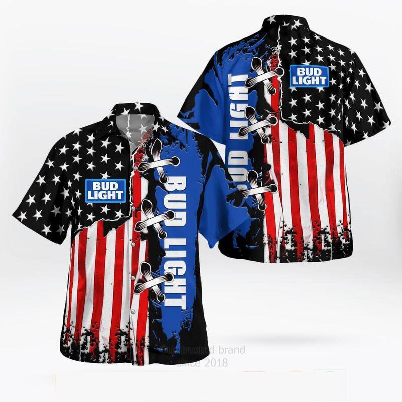 Bud Light Hawaiian Shirt US Flag Creative Gift For Beer Lovers Bud Light Hawaiian Shirt US Flag Creative Gift For Beer Lovers