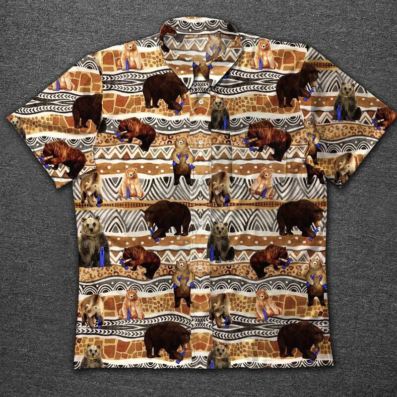 Bud Light Hawaiian Shirt Vintage Pattern With Drunk Bears Gift For Beer Lovers Bud Light Hawaiian Shirt Vintage Pattern With Drunk Bears Gift For Beer Lovers