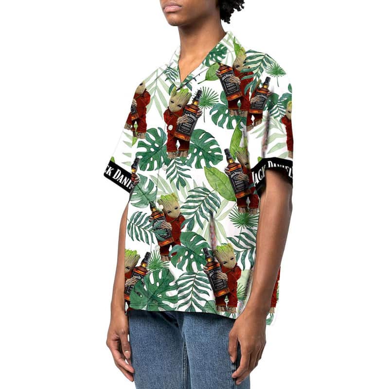 Marvel Groot Loves Jack Daniels Hawaiian Shirt Tropical Palm Leaves Marvel Groot Loves Jack Daniels Hawaiian Shirt Tropical Palm Leaves