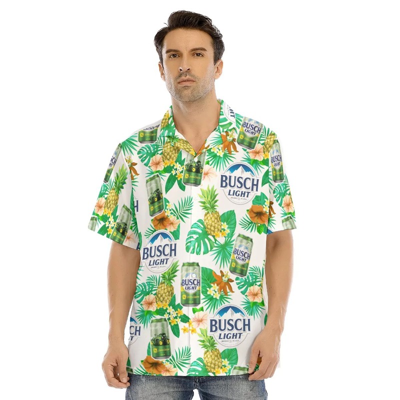 Busch Light John Deere Hawaiian Shirt Tropical Fruit And Flora