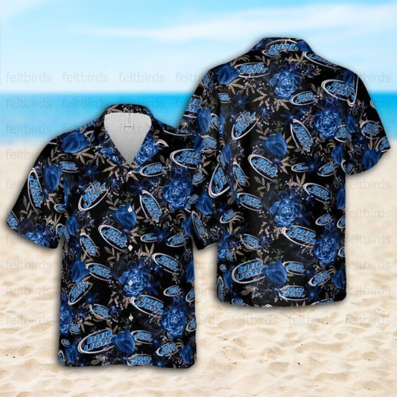 Bud Light Hawaiian Shirt Mysterious Blue Flowers In The Dark Beer Lovers Gift Bud Light Hawaiian Shirt Mysterious Blue Flowers In The Dark Beer Lovers Gift