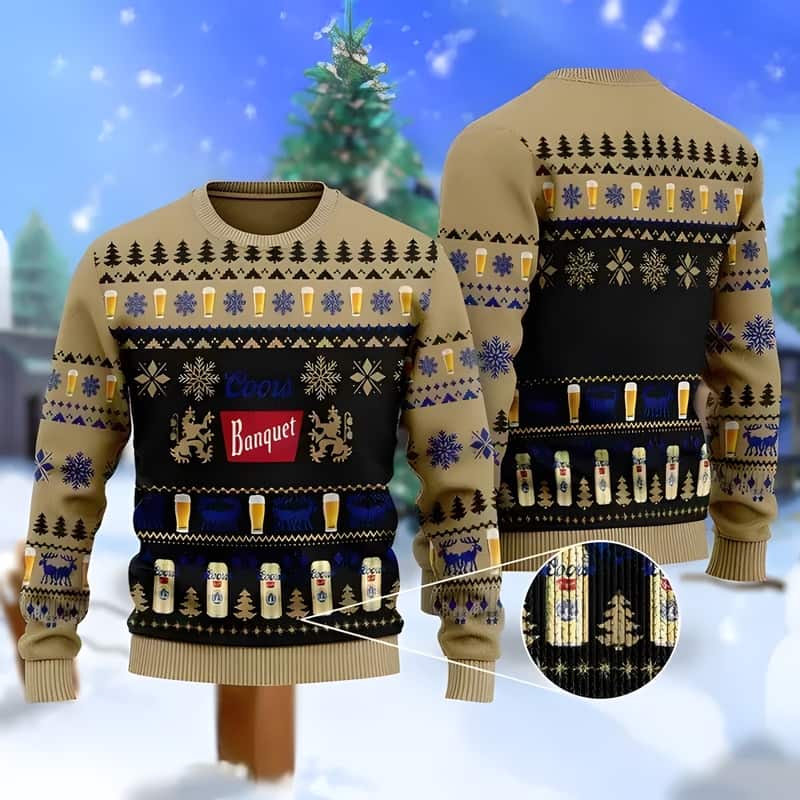 Christmas Pattern Coors Banquet Ugly Christmas Sweater For Beer Lovers Christmas Pattern Coors Banquet Ugly Christmas Sweater For Beer Lovers