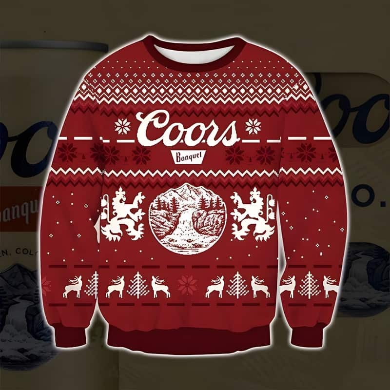 Coors Banquet Ugly Christmas Sweater Gift For Beer Drinkers Coors Banquet Ugly Christmas Sweater Gift For Beer Drinkers