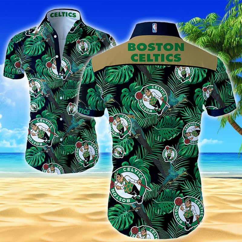 Boston Celtics Hawaiian Shirt Green Tropical Leaf Beach Lovers Gift Boston Celtics Hawaiian Shirt Green Tropical Leaf Beach Lovers Gift
