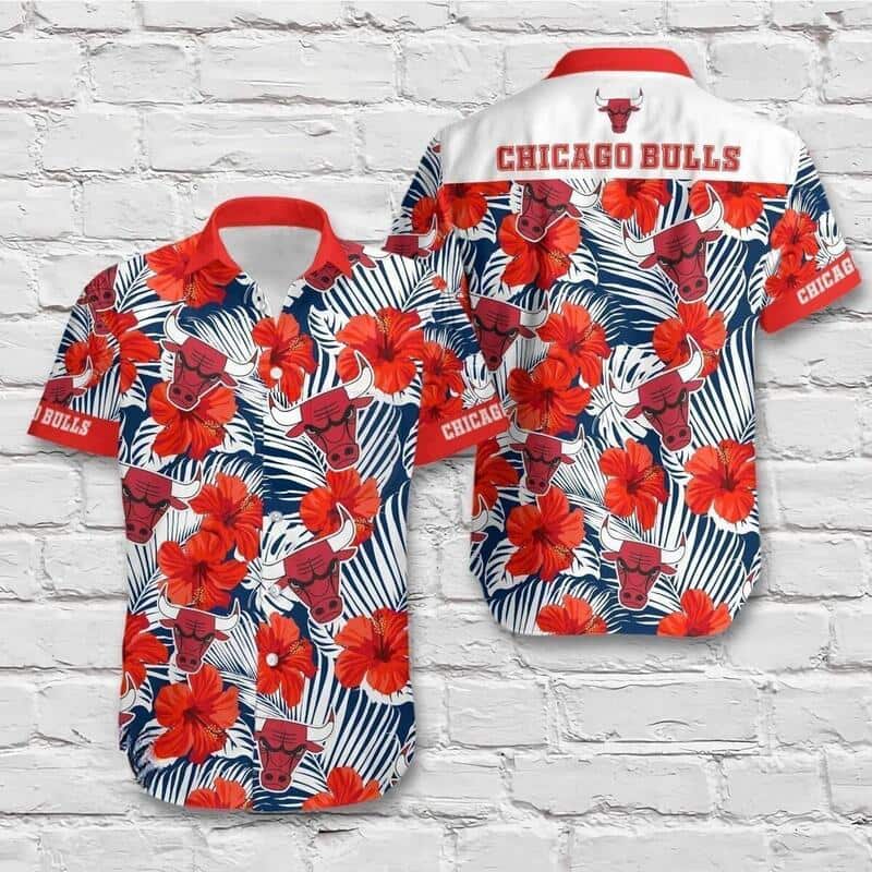 Chicago Bulls Hawaiian Shirt Red Hibiscus Flower Best Basketball Gift Chicago Bulls Hawaiian Shirt Red Hibiscus Flower Best Basketball Gift