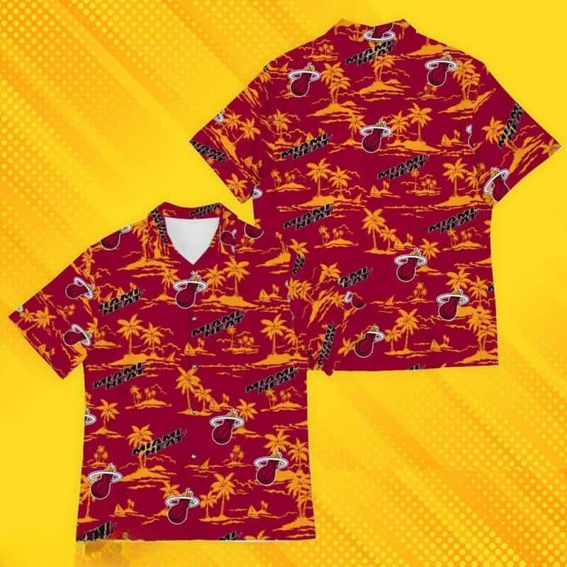 Miami Heat Hawaiian Shirt Island Pattern Best Basketball Gift Miami Heat Hawaiian Shirt Island Pattern Best Basketball Gift
