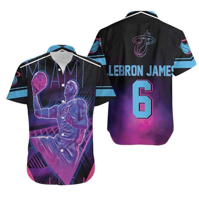 Miami Heat Hawaiian Shirt Lebron James 6 Gift For Basketball Fans Miami Heat Hawaiian Shirt Lebron James 6 Gift For Basketball Fans