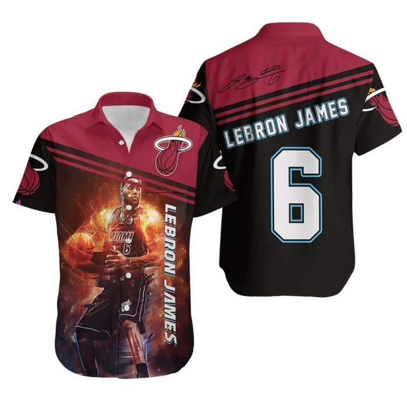 NBA Lebron James 6 Miami Heat Hawaiian Shirt NBA Lebron James 6 Miami Heat Hawaiian Shirt