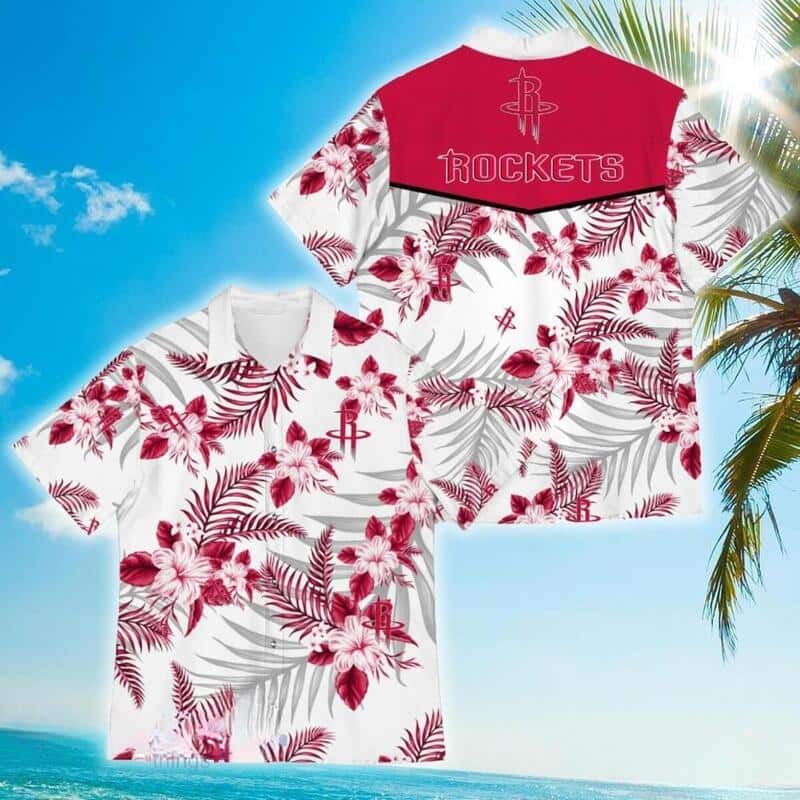 Houston Rockets Hawaiian Shirt Tropical Flower Pattern Gift For Beach Trip Houston Rockets Hawaiian Shirt Tropical Flower Pattern Gift For Beach Trip