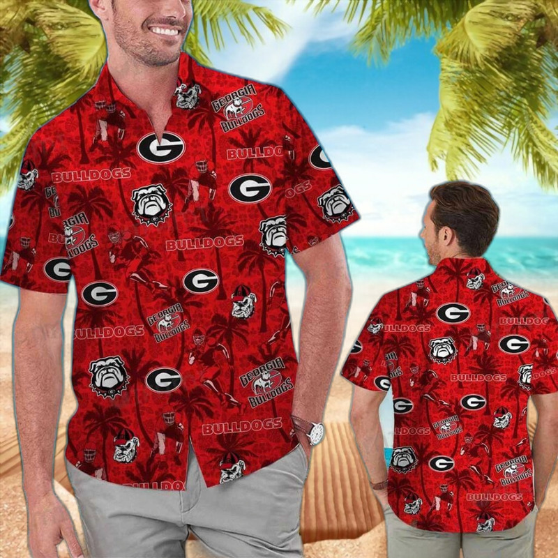 Red Aloha Georgia Bulldogs UGA Hawaiian Shirt Tropical Coconut Red Aloha Georgia Bulldogs UGA Hawaiian Shirt Tropical Coconut