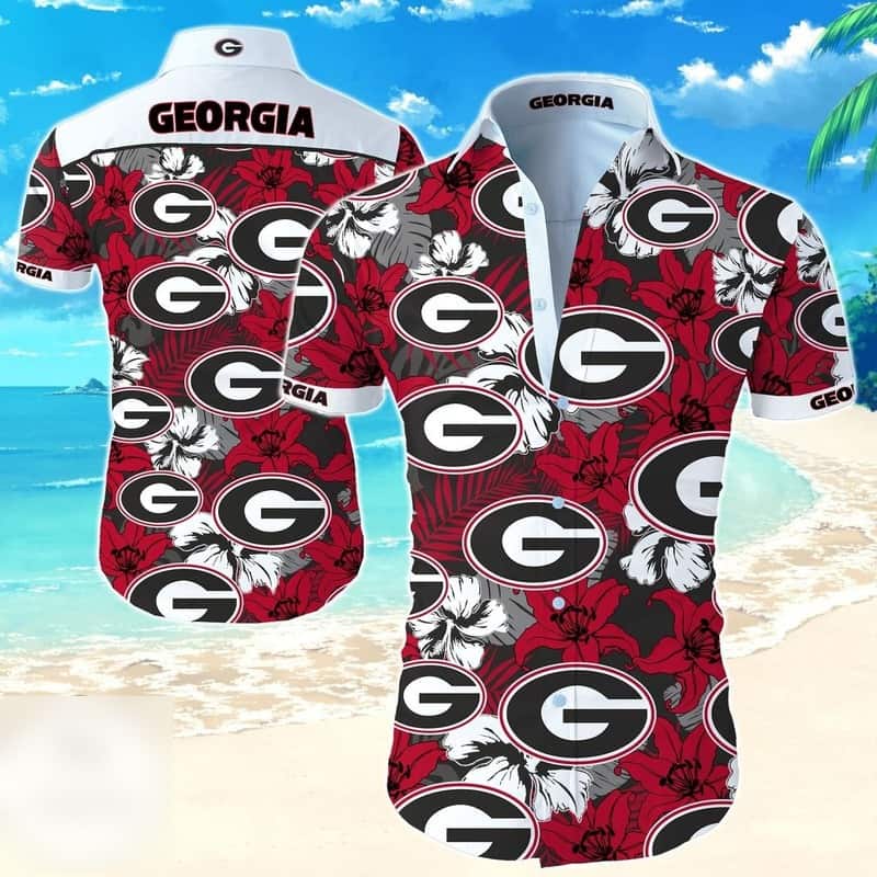 Georgia Bulldogs UGA Hawaiian Shirt Tropical Flower Georgia Bulldogs UGA Hawaiian Shirt Tropical Flower