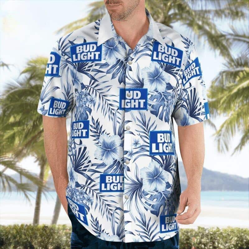 Bud Light Hawaiian Shirt Tropical Hibiscus Flower Beach Lovers Gift Bud Light Hawaiian Shirt Tropical Hibiscus Flower Beach Lovers Gift