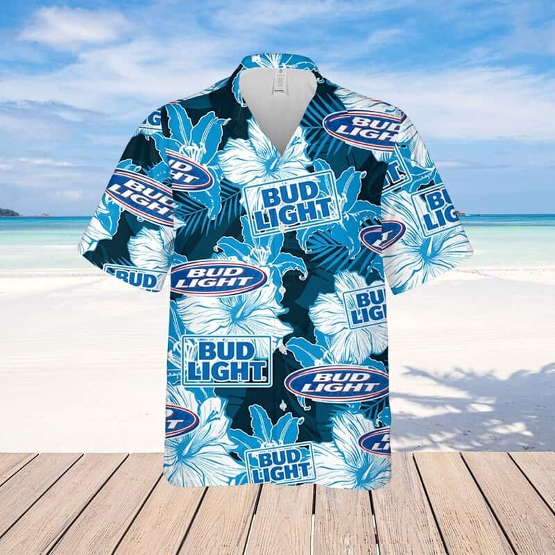 Cool Bud Light Hawaiian Shirt Tropical Flower Pattern