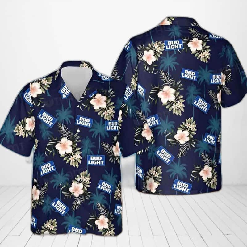 Bud Light Hawaiian Shirt Tropical Flowers Father's Day Gift For Beach Lovers