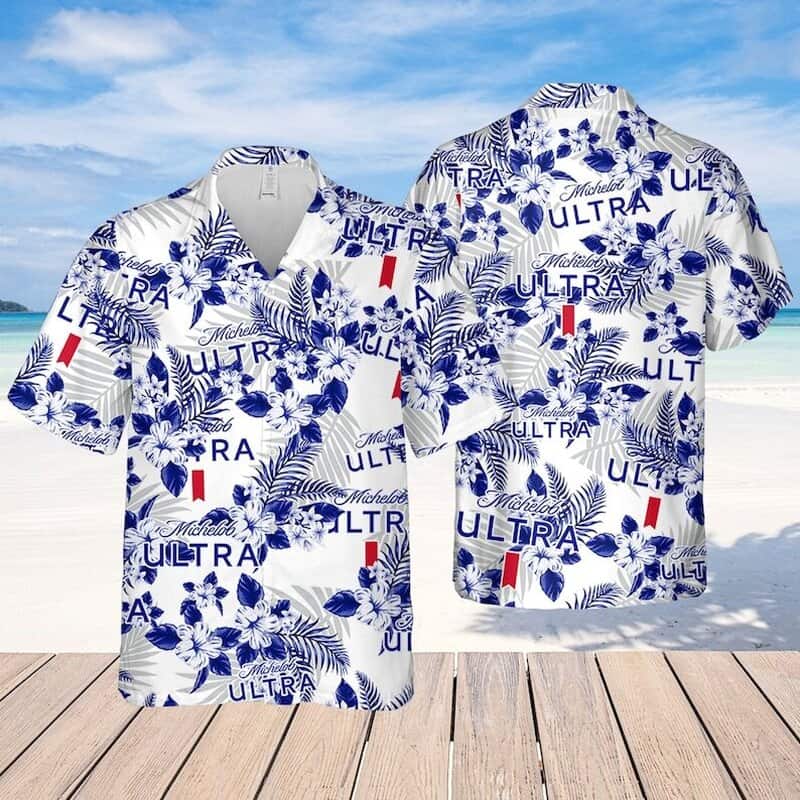 Michelob Ultra Hawaiian Shirt Hibiscus Pattern Gift For Beach Lovers Michelob Ultra Hawaiian Shirt Hibiscus Pattern Gift For Beach Lovers