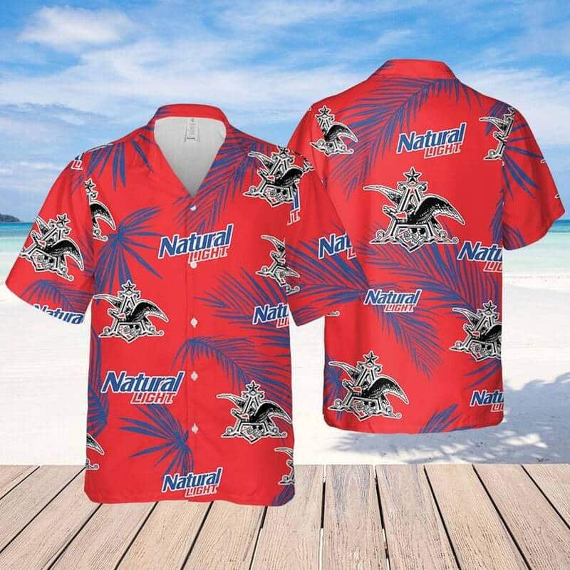 Natural Light Beer Hawaiian Shirt Palm Leaves Pattern Beach Lovers Gift Natural Light Beer Hawaiian Shirt Palm Leaves Pattern Beach Lovers Gift