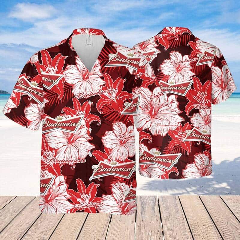 Budweiser Hawaiian Shirt Tropical Flower Pattern Summer Gift For Beach Lovers Budweiser Hawaiian Shirt Tropical Flower Pattern Summer Gift For Beach Lovers