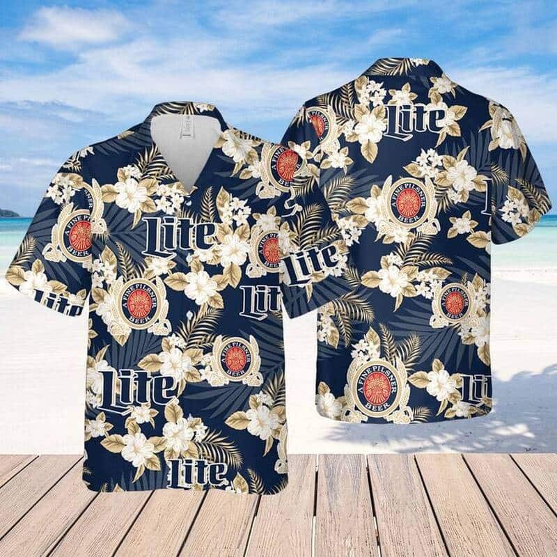 Miller Lite Beer Hawaiian Shirt Tropical Flower Pattern Beach Gift For Friend Miller Lite Beer Hawaiian Shirt Tropical Flower Pattern Beach Gift For Friend
