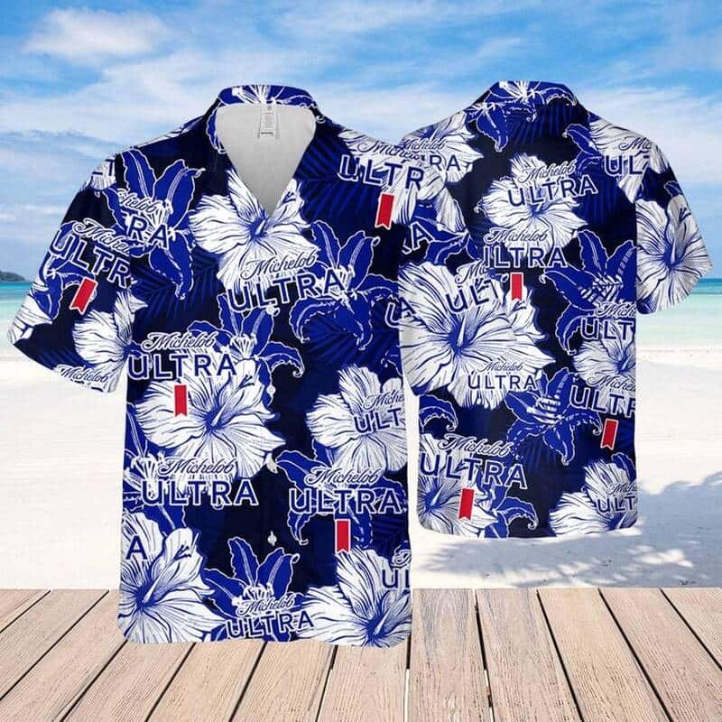 Michelob Ultra Beer Hawaiian Shirt Tropical Flower Pattern Michelob Ultra Beer Hawaiian Shirt Tropical Flower Pattern