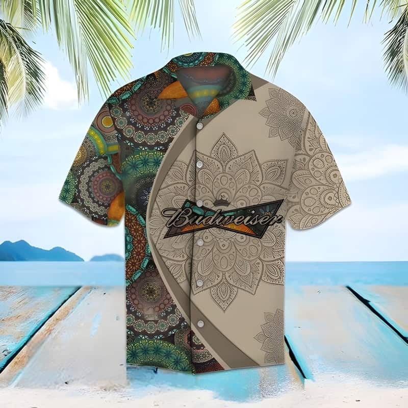 Budweiser Beer Hawaiian Shirt Mandala Pattern Beach Lovers Gift Budweiser Beer Hawaiian Shirt Mandala Pattern Beach Lovers Gift