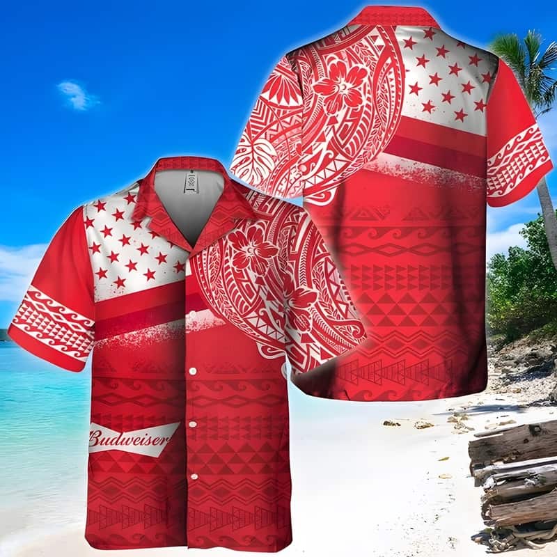 Budweiser Beer Hawaiian Shirt Polynesian Pattern Beach Lovers Gift Budweiser Beer Hawaiian Shirt Polynesian Pattern Beach Lovers Gift
