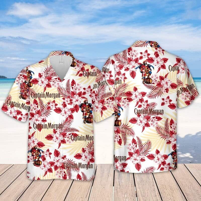 Captain Morgan Hawaiian Shirt Hibiscus Flower Pattern All Over Print