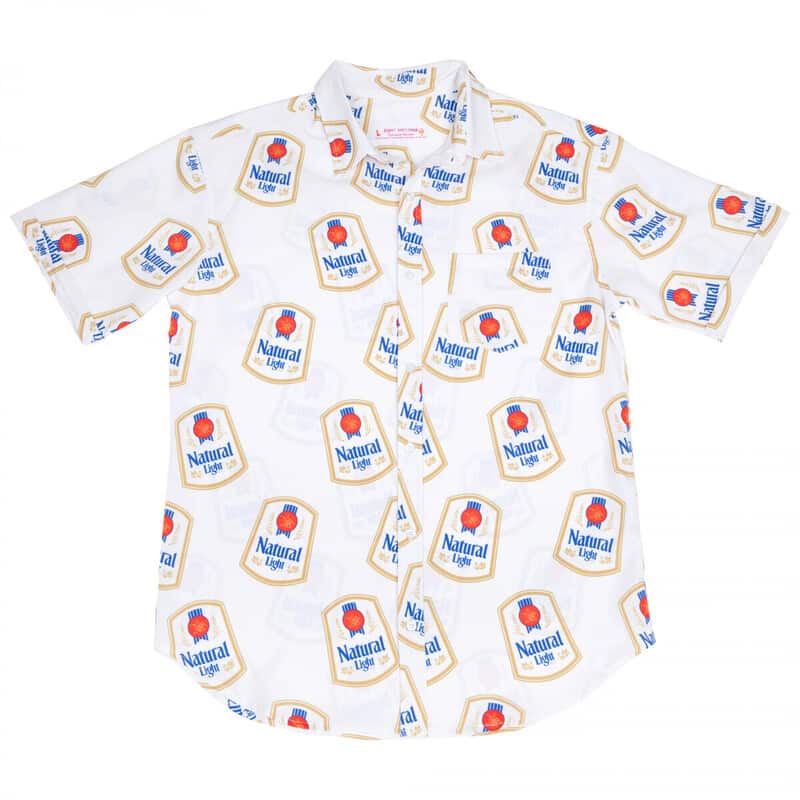 White Natural Light Hawaiian Shirt Beer Lovers Gift