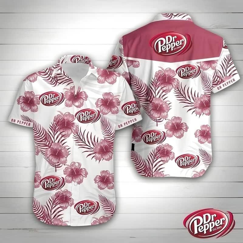 Dr Pepper Beer Hawaiian Shirt Hibiscus Flower Pattern All Over Print