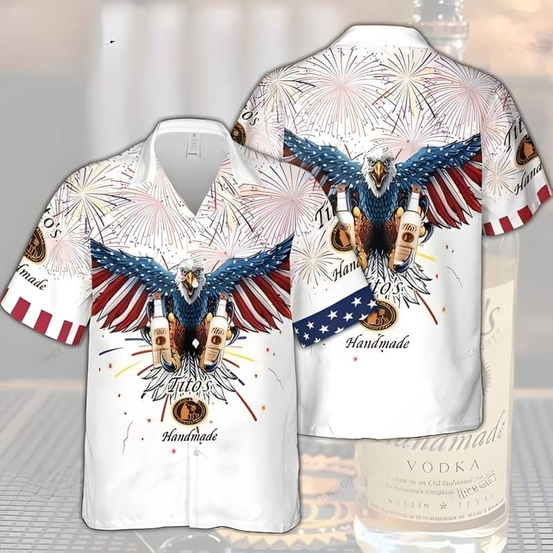 Tito's Handmade Vodka Hawaiian Shirt 4th Of July Eagle Fireworks Tito's Handmade Vodka Hawaiian Shirt 4th Of July Eagle Fireworks