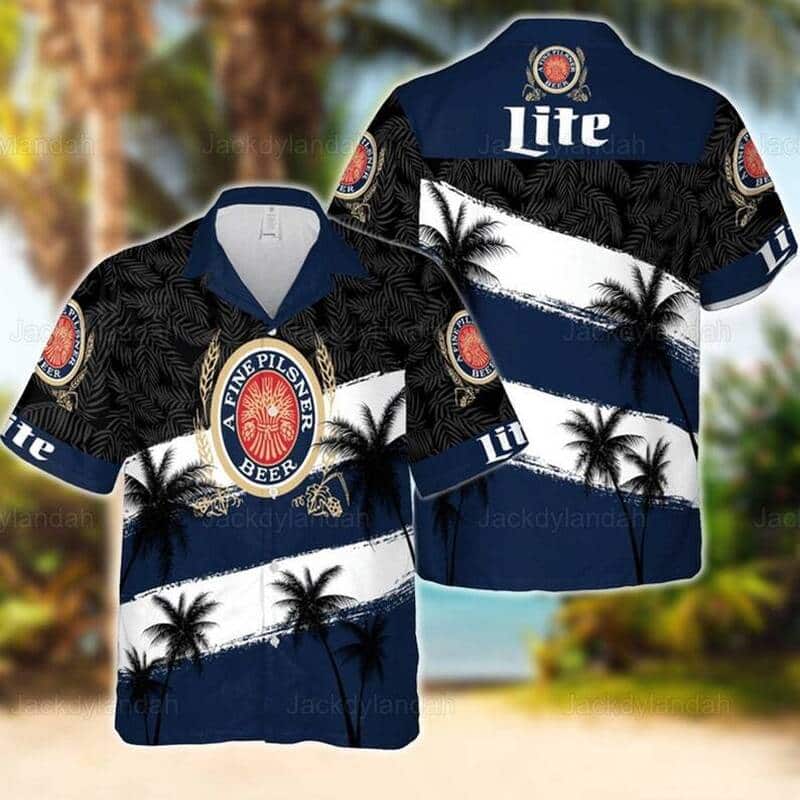 Miller Lite Beer Hawaiian Shirt Coconut Tree Gift For Beach Vacation Miller Lite Beer Hawaiian Shirt Coconut Tree Gift For Beach Vacation