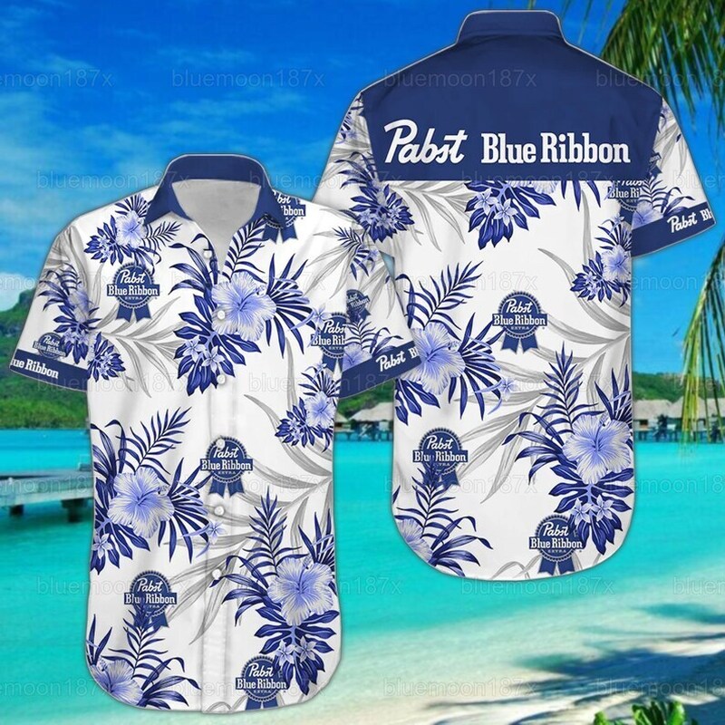 Pabst Blue Ribbon Hawaiian Shirt Tropical Flower Pattern Beach Gift For Friend Pabst Blue Ribbon Hawaiian Shirt Tropical Flower Pattern Beach Gift For Friend