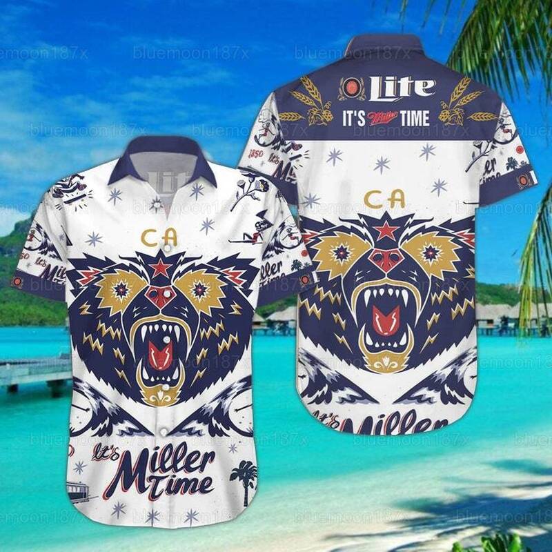 Miller Lite Beer Hawaiian Shirt Father's Day Gift For Beach Trip Miller Lite Beer Hawaiian Shirt Father's Day Gift For Beach Trip