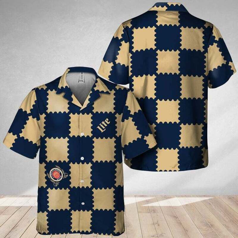 Trendy Gingham Miller Lite Hawaiian Shirt Beer Lovers Gift Trendy Gingham Miller Lite Hawaiian Shirt Beer Lovers Gift