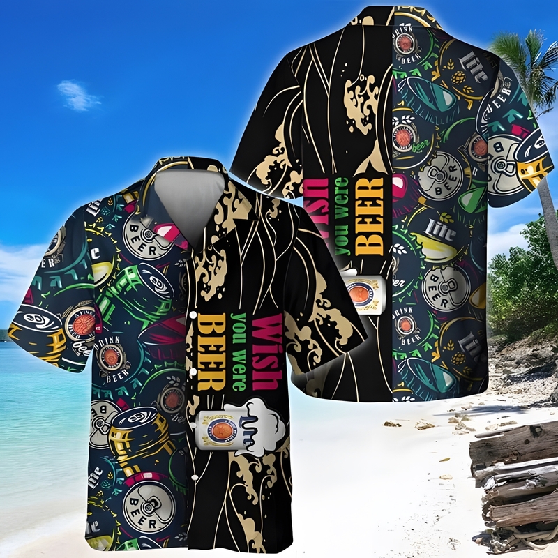 Wish You Were Beer Miller Lite Hawaiian Shirt Wish You Were Beer Miller Lite Hawaiian Shirt