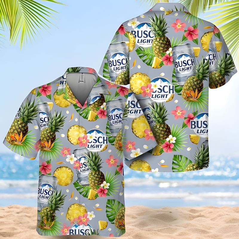 Busch Light Beer Hawaiian Shirt Pineapple Pattern Trendy Summer Gift Busch Light Beer Hawaiian Shirt Pineapple Pattern Trendy Summer Gift