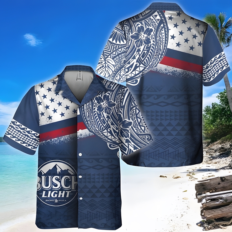 Busch Light Hawaiian Shirt Polynesian Pattern Beer Gift For Beach Lovers Busch Light Hawaiian Shirt Polynesian Pattern Beer Gift For Beach Lovers