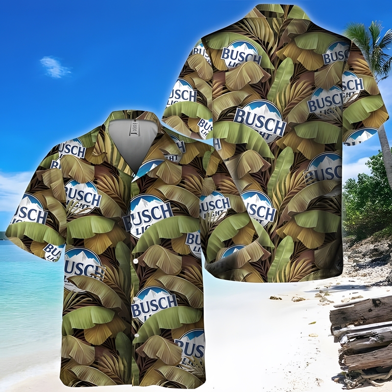 Busch Light Beer Hawaiian Shirt Banana Leaves Pattern Beach Gift For Friend Busch Light Beer Hawaiian Shirt Banana Leaves Pattern Beach Gift For Friend